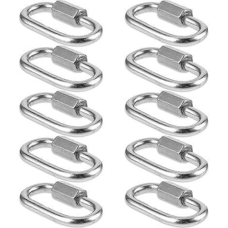 Lot de 10 petits mousquetons robustes en acier inoxydable 304, mousquetons à verrouillage M35, anneaux porte-clés à maillons rapides avec vis pour le camping. (1/5)