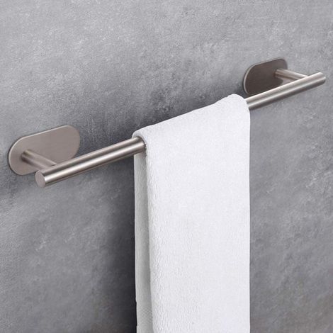 1pc Porte-serviettes 40 cm, porte-serviettes mural autocollant, pas besoin de percer des trous, étanche et antirouille (1/3)