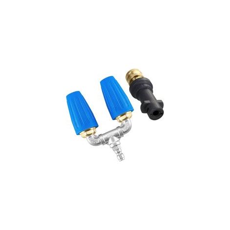 Double Buse Turbo pour Nettoyeur Haute Pression, Buse Rotative 360°avec Adaptateur Compatible avec Karcher K2, K3, K4, K5, K6, K7, Raccord Rapide 1/4", 15-23 L/min (4-6 GPM), 280 bar (1/5)