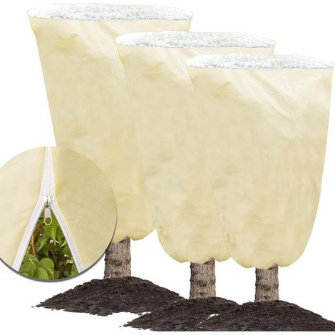 Housse de protection contre le gel - 3 pièces - Protection hivernale pour arbres et plantes - Cordon de serrage et fermeture éclair - 120 x 180 cm (1/5)