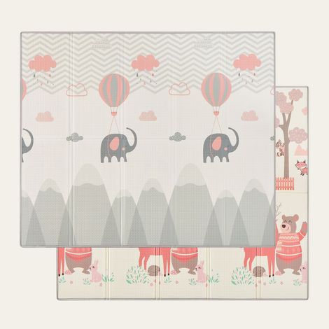 CASABEL Tapis d’Éveil Bébé 180×150 cm, Pliable, Motifs Éléphant