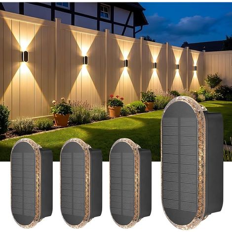 Lampe Solaire Exterieur Applique: Lot De 4 Up Down lumiere Murale Jardin (1/5)