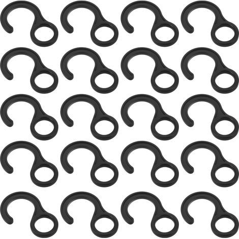 Lot de 20 Crochets de Tente en Plastique Noir, Forme Ronde Résistante Vent, Crochets Élastiques pour Auvent de Camping, Accessoires Légers (1/5)