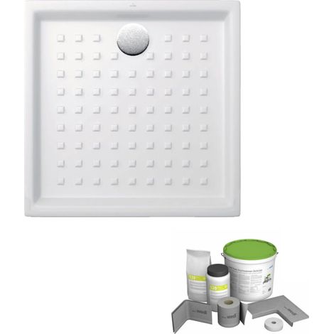 Pack receveur de douche 100 x 100 VILLEROY ET BOCH O Novo carré blanc + Kit d'étanchéité WEDI
