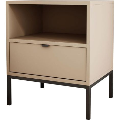 Comodino con cassetto e struttura, maniglia oro, Cappuccino, 50 x 40 x 58 cm (1/5)