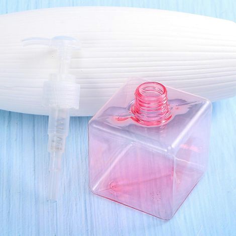 Flacon distributeur à pompe compatible avec shampoing, flacon de stockage rose vide rechargeable de 250 ml (1/4)