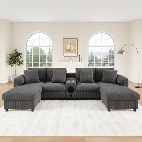 Lit double 160x200 cm en MDF naturel avec rangement - sans matelas - CHICFURN (1/5)