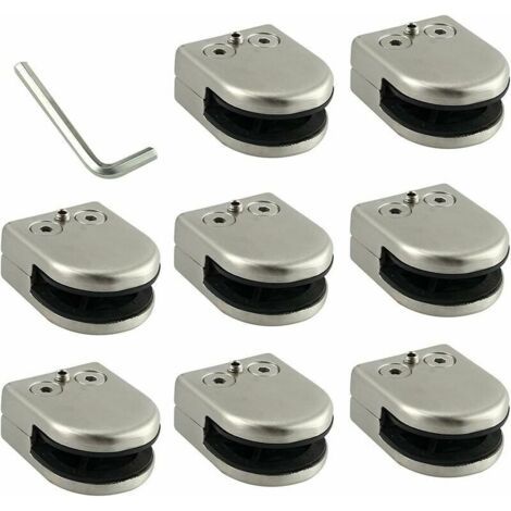 Pince De Verre 8 PCS 6-8mm En Acier Inoxydable 304 Clip En Verre Pince Support Dos Plat Finition Chromig pour Balustrade (1/5)