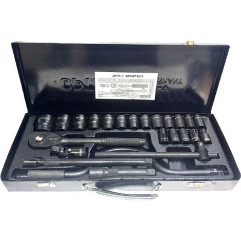 Valigia set chiavi a bussola 24 pezzi con cricchetto reversibile 1/2'' prolunghe (1/5)