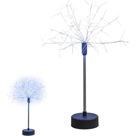 Mini lumières de table argentées, lampe de feu d'artifice de Nol LED à piles et USB, cable de cuivre pliable pour décoration de Nol, décoration d'intérieur, chambre de mariage (blanc) [Classe énergéti (1/5)