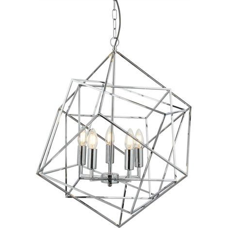 Searchlight Cube - Suspension à 5 ampoules au fini chrome, E14 (1/3)