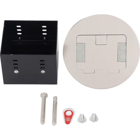Prise de courant encastrée au sol 20A, double prise Standard à 3 broches, Kit de boîte de prise électrique ronde en acier inoxydable, 2500W, argent (1/5)