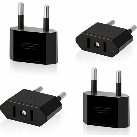 Ahlsen Lot de 4 Prises de Voyage US vers EU Prise USA vers 2 Broches Euro / Allemagne Prise Amérique / Canada / Mexique Prise de convertisseur Adaptateur pour appareils avec Alimentation US (Noir), HA (1/5)