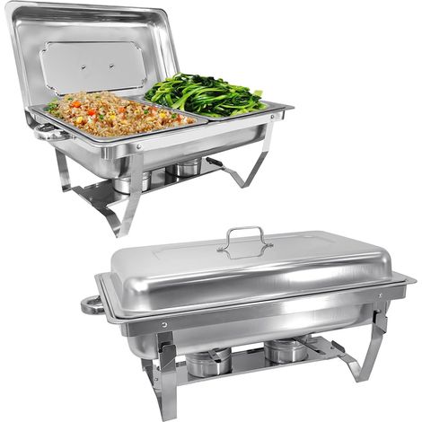 7,5L Chafing Dish Réchaud en acier inoxydable Récipient de restauration Buffet Party 2 casseroles (1/5)
