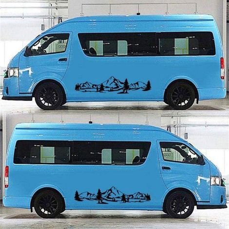Autocollants décoratifs montagne - - Vinyle - Résistant - Lot de 2 - Personnalisation camping-car (1/4)