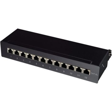 Panneau Patch - - I-PP 12 C6AB - 12 places RJ45 - STP - CAT. 6A - Noir (1/2)