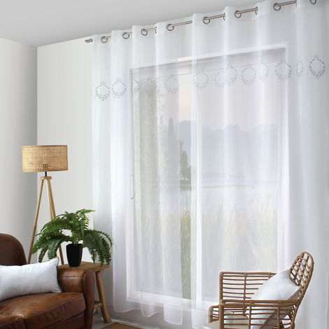 Voilage orné de broderies Beige 140x240 cm (1/4)