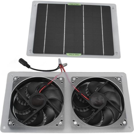 Kit Ventilateur Solaire 100W 12V Étanche avec Panneau, Double Extraction Portable pour Serre et Maison (1/5)