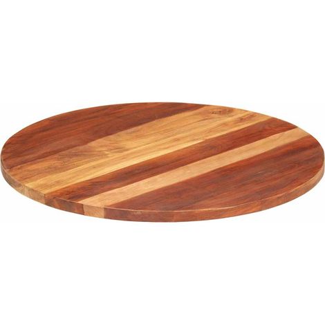 Vidaxl – Plateau de table rond en bois d'acacia massif 70 cm – Épaisseur 25-27 mm – Finition poli, peint et verni – Supports en bois inclus