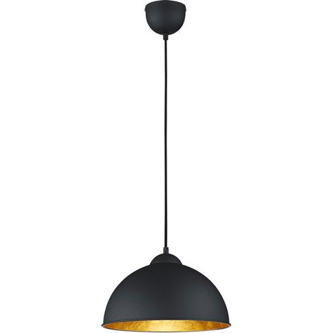 Suspension lustre métal noir doré – Abat-jour 31cm – Hauteur 127cm – Protection IP20 – Douille E27 pour ampoule 60W max – Reality Leuchten (1/10)