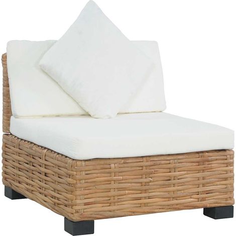 Canapé sans accoudoirs Contemporain - Sofa Divan Banquette - avec coussins Rotin naturel Chic-141541