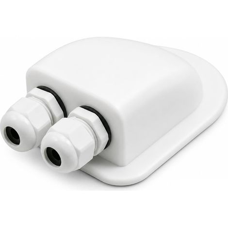 Passe Toit Solaire, Presse Étoupe Solaire 2 Entrées pour Camping-Car, Caravane et Bateau, Passe-Câble de Toit en ABS Blanc avec Presse-Étoupes IP68, pour Panneau Solaire, Antenne, Caméra, Éclairage (1/5)