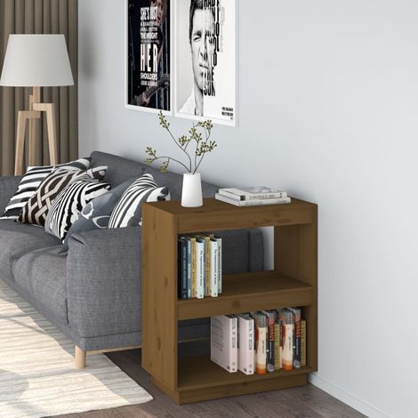 Bibliothèque, Étagère de Rangement, Meuble pour Dossier, Armoire de Rangement Marron miel 60x35x71 cm Bois de pin massif AXZ50307 (1/5)