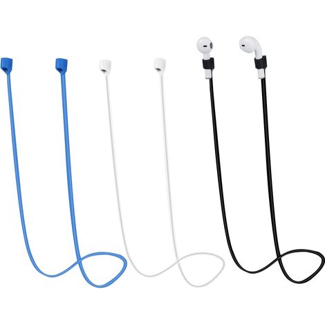 3 Pièces Magnétiques Cordon pour Sport Earbuds, Sangle d'Écouteur Silicone Souple Cordon Anti Perte Compatible avec AirPods Pro/3/2/1 (Noir, Blanc, Bleu) (1/5)