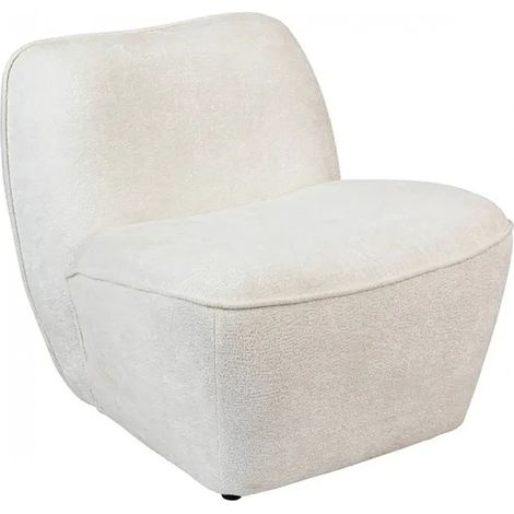 Fauteuil chauffeuse en tissu chenille de couleur blanche - Longueur 81 x Profondeur 73 x Hauteur 71 cm (1/2)
