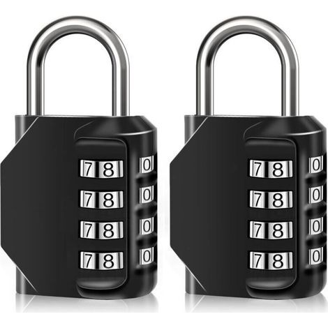Cadenas à combinaison étanche à 4 chiffres, en alliage de zinc, pour portes, boîtes à outils, écoles, gymnases, clôtures, armoires à crochets et rangements (2PCS) (1/4)