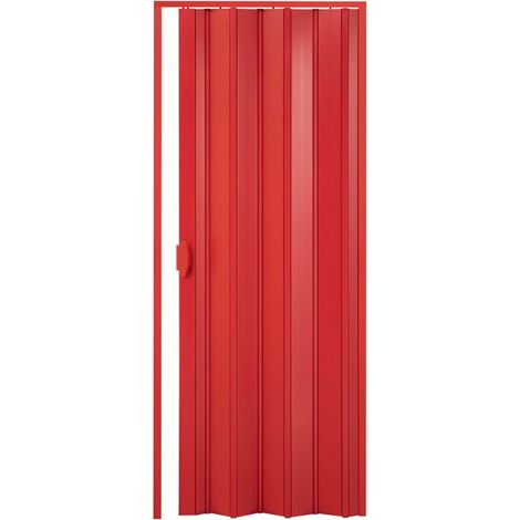 Porte accordéon pliante intérieure en kit PVC – Rouge 82x220 cm – Montage rapide et facile – Lames pliantes 5,5x12,5 cm – Pinto