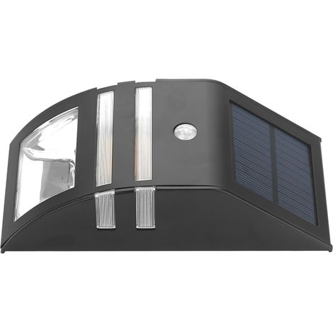 Lampadaire Solaire LED avec Détecteur de Mouvement PIR - 2 LEDs - IP44 - Noir/Blanc Chaud - 6.7x3inch (1/5)