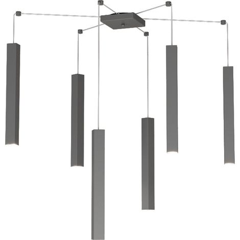 Sospensione Moderna Square Tube Metallo Grigio Antracite 6 Luci Gu10 (1/4)