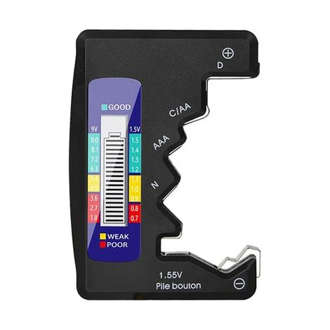 Testeur de batterie numérique affichage LCD AA/AAA/9V/1.5V pile bouton capacité de la batterie détecteur de vérification capacité outil de Diagnostic noir (1/5)