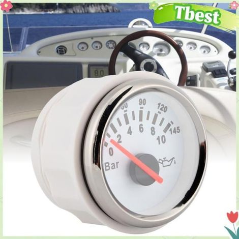 Manomètre - 52 mm - 0 à 10 bar / 0 à 145 psi - Rétroéclairage Rouge - Étanchéité IP67 - Acier Inoxydable 316L - Pour Moto et Véhicules (1/5)