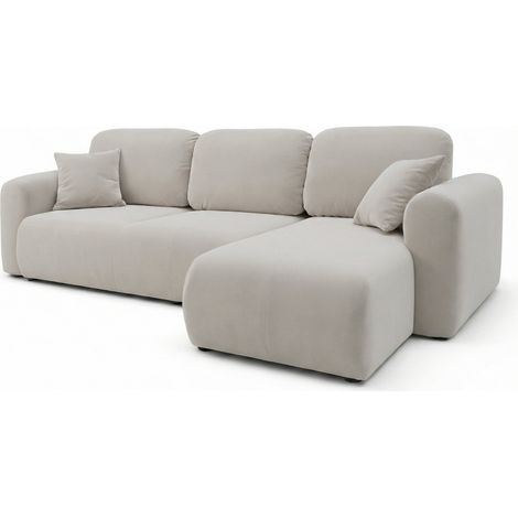 Selsey OLIDO – Ecksofa mit Schlaffunktion, universal, Graubeige-Samt (1/4)