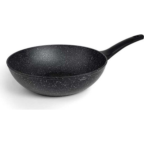 Poêle Wok Antiadhésif fabriqué en aluminium forgé de qualité, Ø28cm, écologique et sans PFOA, noir… (1/5)