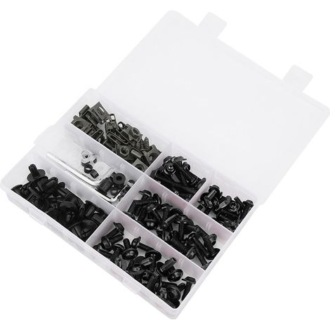 Kit de vis de carénage de pare-brise, boulons M5 M6, accessoire de moto noir, 198 pièces/ensemble