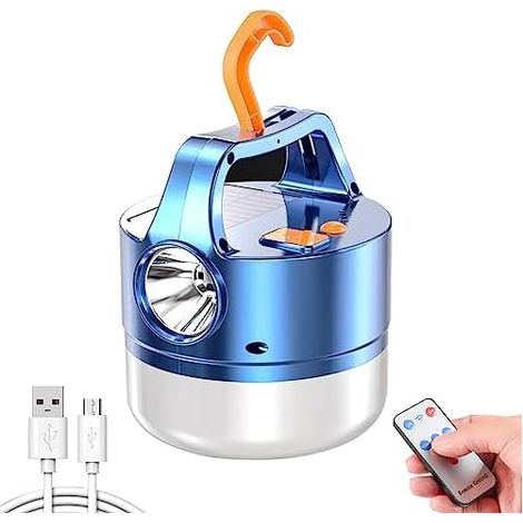 Lampe de camping solaire, lampe de camping LED avec lampe de poche, lanterne de camping rechargeable par USB, lampe de camping portable, étanche pour randonnée, pêche, banque d'alimentation, lampe de (1/5)