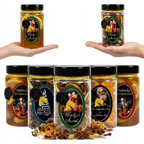 20 ARIA-Glasbehälter à 245 ml, handdekoriert, als Weihnachtsgeschenk oder Sirup