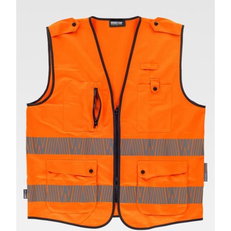Chaleco de alta visibilidad ligero, con cintas reflectantes C3607 WORKTEAM M Naranja A.V.