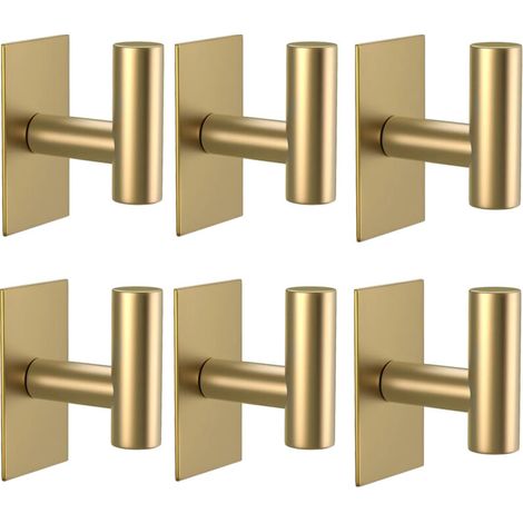 6 PCS Crochets de serviettes pour salles de bains,manteau, peignoir, crochets muraux, serviette, porte-vêtements pour chambre à coucher, cuisine, doré (1/5)