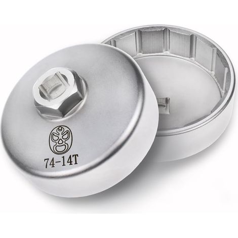 Clé Filtre Huile 74 mm 14 Cannelures, Compatible Auto Compatible , Cr-V mat, cliquet rallonge ou clé 24 mm (1/5)