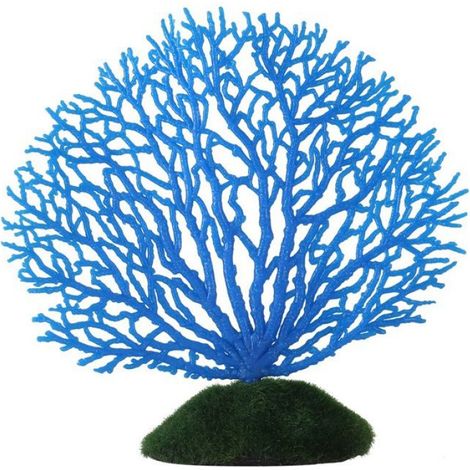 Ornement Coral - Plastique - Pour Aquarium Eau Douce et Eau Salée - 14 x 12 cm - Bleu - 1 Pièce (1/5)