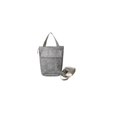 Organizador de ducha portátil de malla, bolsa de ducha de malla, organizador de baño con 3 compartimentos, bolsa de ducha plegable con asa para baño, dormitorio, gimnasio, viajes, natación - Crezuo