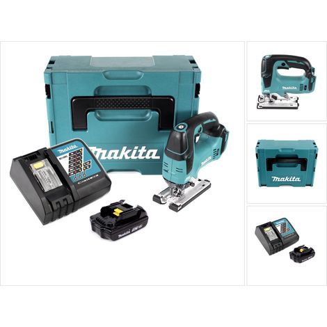 Makita DJV 182 RY1J Seghetto alternativo brushless a batteria 18V 26mm in valigetta Makpac + 1x Batteria BL1815N 1,5 Ah + Caricatore DC18RC