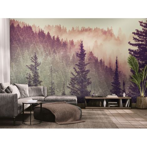 Papier peint Nature – forêt brumeuse aux lumières douces - 150 x 250 cm (1/2)