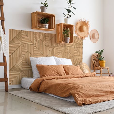 Rouleau revêtement adhésif vinyle au mètre - Sticker mural tête de lit - BOIS ART DÉCO - 120x200cm (1/5)