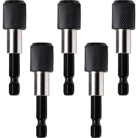 CSPARKV (Noir)5 Pièces Porte Embout Visseuse Aimanté Porte-Embout Magnetique 60mm Porte Embout Visseuse a Choc Porte Embout à Hex Tige pour Dégagement Rapide de Foret et Tournevis (1/5)