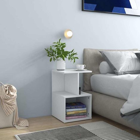 Table de chevet-Table de nuit blanc 35x35x55 cm bois ingénierie 710695 (1/5)